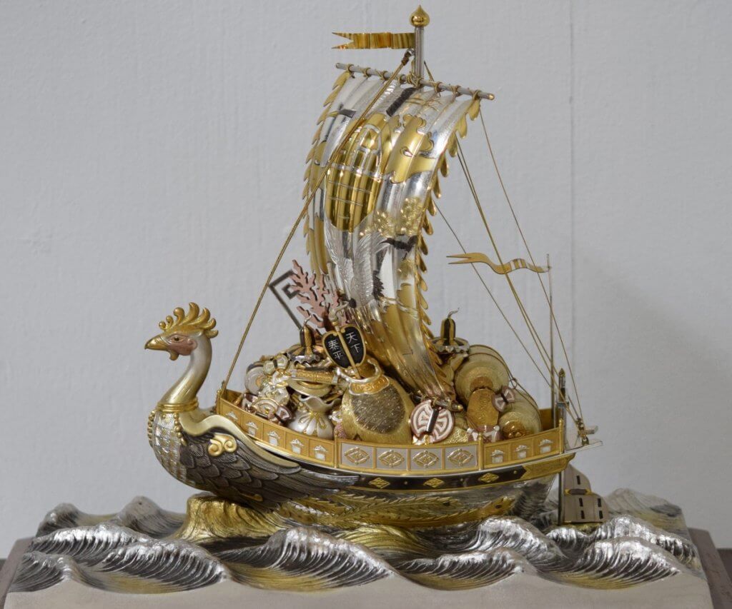 高品質の人気 帆船 純銀 純銀レリーフ額 伝統工芸 金属フレーム 武比古 